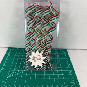 NEW SET OF 8 CANDY CANE LANE SWIRL 7" SHATTERPROOF CHRISTMAS TREE ORNAMENTS